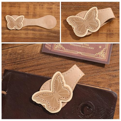 2PCS Vintage Magnetic Leather Bookmark, Leather Magnetic Bookmarks for Women, Magnetic PU Bookmarks Clip Book Accessories - style: Butterfly&Pony