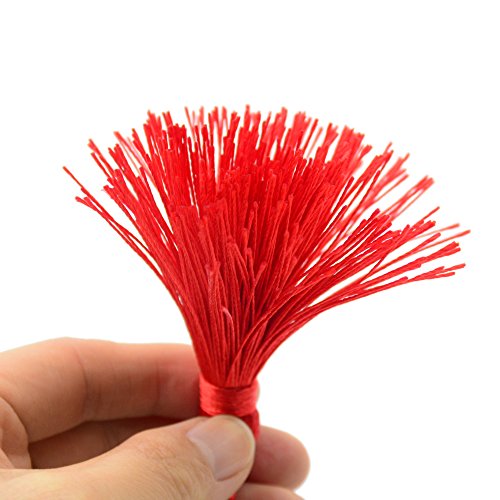 20Pcs 4.3 Inch Silky Mini Craft Tassels for Earrings, Souvenir(Red) - color: Red