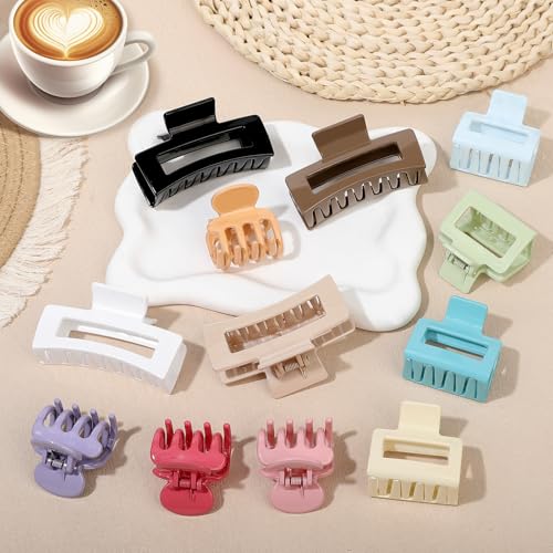 SMKSL 12 Pcs Hair Claw Clips for Women & Girls 3 Styles Hair Accessories - color: Gloss Colorful