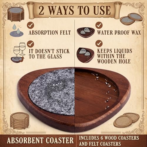 Newtay 6 Pcs Mid Century Modern Coasters Wood Absorbent Coaster,Gray - color: Gray