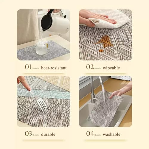 Druable Placemats Set of 4, Plastic Heat-Resistant Non-Slip Vinyl Place Mats Washable Easy to Clean Indoor Outdoor (18"x12", Blue) - color: Rhombic: Blue, size: 4 Placemats