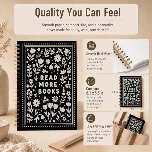 WDXIA Read More Books Floral Spiral Notebook 5.5x8.3 Inch - color: pattern-13