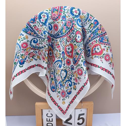 100% Mulberry Silk Neck Scarf for Women Square Neckerchief – 21 inch - color: Colorful