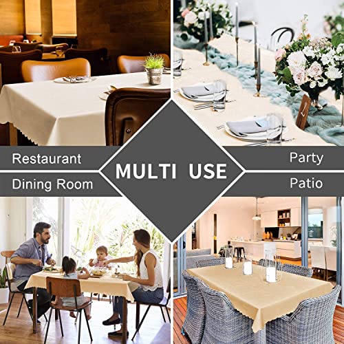 Smiry Square Waterproof Heavy Duty Vinyl Tablecloths, 70 x 70 Inch - color: Beige, size: 70" x 70" (Square)