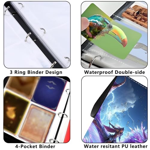 4 Pocket Trading Card Binder, Holds 400 Cards, Zipper Binder - color: Charizard Knight
