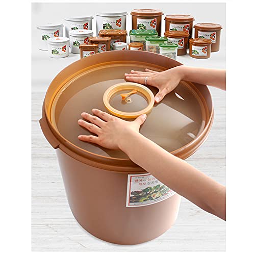 e-jen Premium Kimchi, Sauerkraut Container Probiotic Fermentation with Inner Vacuum Lid Round (2.1 gal/ 8L) - size: 8 l