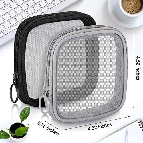 Weewooday 4Pcs Mesh Makeup Bag, Black, Gray, Small, Classic - color: Black, Gray, size: Small, style: Classic