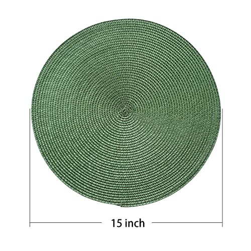 AHHFSMEI Round Placemats Set of 6 Heat Resistant Washable Non-Slip Woven Braided Table Mats for Dining Table Kitchen & Home Decor (Olive Green) - color: Olive Green, size: Set of 6