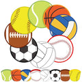 Gejoy 24 Pcs Basketball Football Fly Disc Foldable Fan Sports Theme 8 Style - color: Ball Patterns