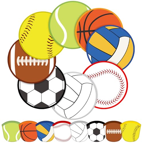 Gejoy 24 Pcs Basketball Football Fly Disc Foldable Fan Sports Theme 8 Style - color: Ball Patterns