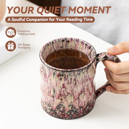 Raspberry Cream Ceramic Mug, 15oz Reactive Glaze Coffee Mug, Gift for Her - color: 15oz - Raspberry Cream · NURTURE