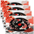 Feelyou Japanese Koi Fish Placemats Set Set of 4 18"x12" - color: Red Black Grey