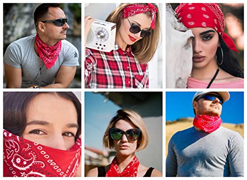 Every-ville Cotton Bandana Handkerchief for Men & Women, 3 Pack - color: Red