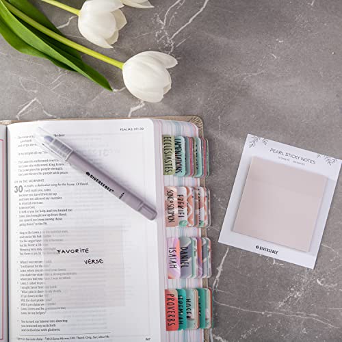 DiverseBee 50 Sheets Pastel Transparent Sticky Notes, 3x3” Clear Sticky Tabs, Translucent Page Flags Book Markers Stickers, Planner Accessories, Bible Journaling Study Office School Supplies (Pearl) - color: Pearl