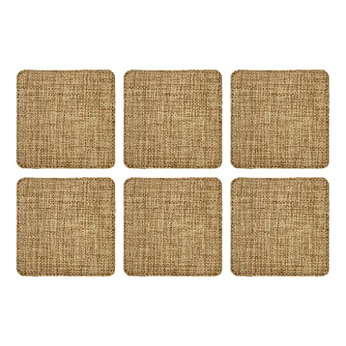 Smile Art Design Burlap COASTER Set of 6 with base Blank Square Burlap Textile Material Personalized Gifts Natural Decor House warming Farmhouse Living Room Kitchen Wedding Rustic Home Decor - color: Style 00 - Blank, size: Set of 6 - Square Coaster