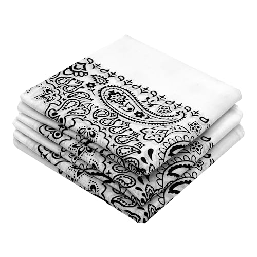 Every-ville Cotton Bandana Handkerchief for Men & Women, 3 Pack - color: White