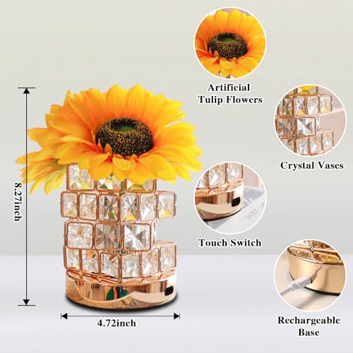 Birthday Gifts for Women/Mom Sunflower Cordless Table Lamp - style: O-square