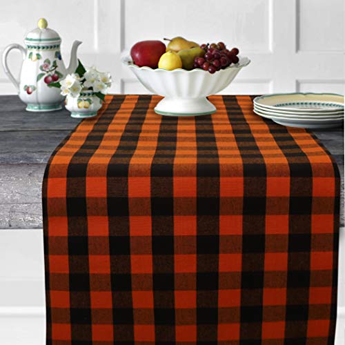 Urban Villa Table Runner Cotton Heavier Quality 14x72 Halloween Checks - color: Halloween Checks, size: 14" x 72"