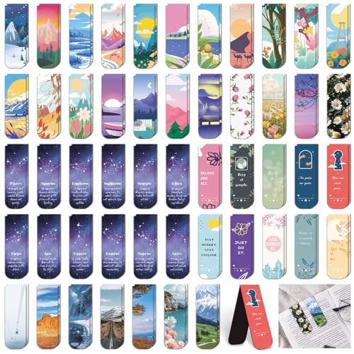 105 Pcs Magnetic Bookmarks for Kids, Scenery Bookmarks for Student - color: Scenery