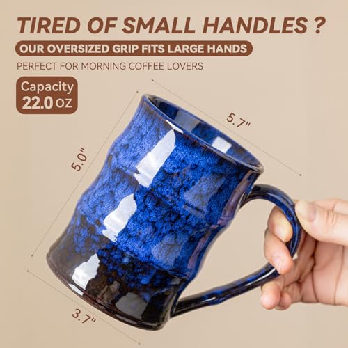 Deep Cobalt Ceramic Mug, 22oz Reactive Glaze Coffee Mug, Office Gift - color: 22oz - Deep Cobalt · FOCUS