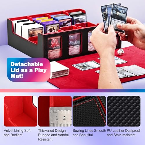 UAONO 4-Row 3000+ Trading Card Storage Box with Commander Display - color: Black&Red, size: 4-row