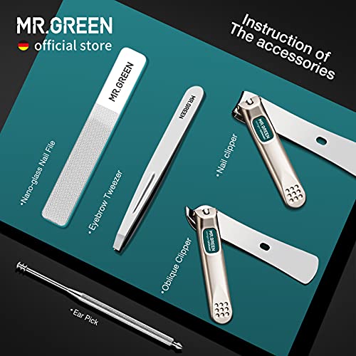 MR.GREEN Portable Manicure Sets Pedicure kits Stainless Steel Nail Clippers Tool Travel Grooming Case Nail Scissors Gift Box (Mr-6102) - color: Mr-6102