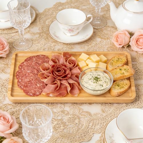 VERTORGAN Bamboo Serving Tray,13.8x7.9 Inch Trays,Home Decor(Natural) - color: Natural, size: 13.7" x 7.8" x 0.8"