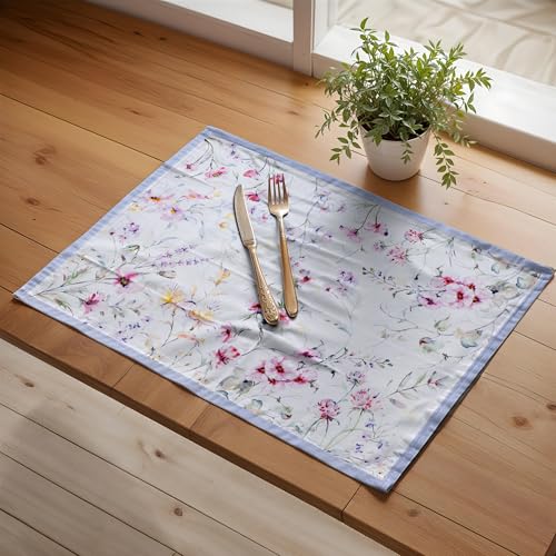 Maison d' Hermine Placemats Set of 4 Reusable 100% Cotton (13"x19") - color: 059 - Summer Floral, size: 13" X 19" (Pack of 4)