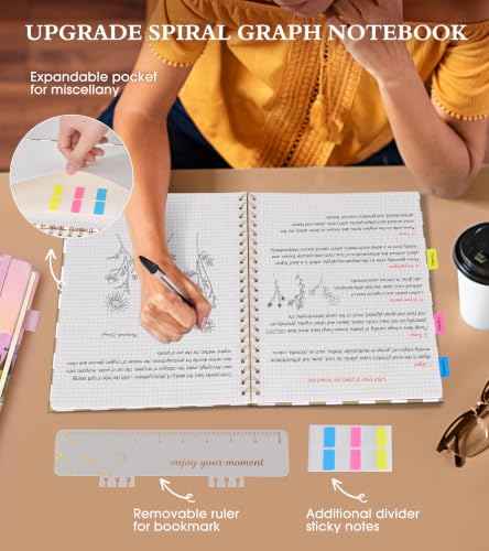 UEBZFOCS Graph Paper Notebook, Spiral Notebook Journal 8.5” x 11”, A4 Large Grid Notebooks for Women Men, 100 GSM Graph Paper, Hardcover Spiral Graphing Journals for Work School Engineering, Gingham - color: Gingham, size: Graph