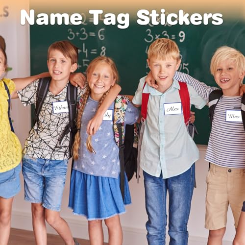 Starboling Name Tag Stickers, 200 Pcs 3"x2" Deep Blue Plain Stickers, Colorful Border, for Office, Meeting, School and Home - color: Deep Blue Rectangle