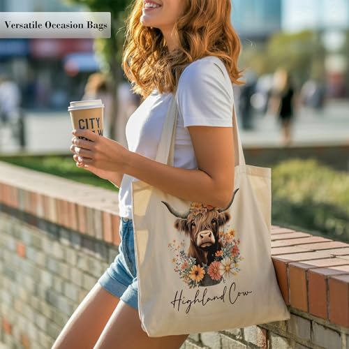 Aesthetic Canvas Tote Bag, Cute Reusable Bags for Women with Inner Pocket - color: Orange