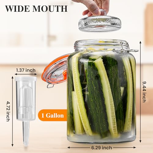 1 Gallon Glass Fermenting Jar with Airlock, Single Pack - size: 1 Gallon