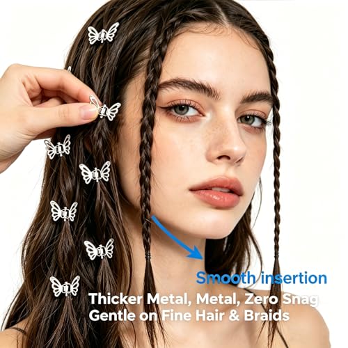 35Pcs Silver Butterfly Hair Clips Thicker Round-Edged Y2K