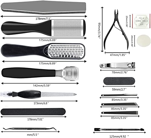36 in 1 Professional Pedicure Kit, Foot File, Foot Rasp and Callus Remover - style: Black