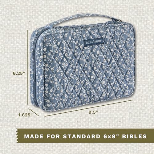 Bella Taylor Small Bible Cover, Quilted Bible Case, Heritage Blue Floral - color: Heritage Blue Floral, size: Small