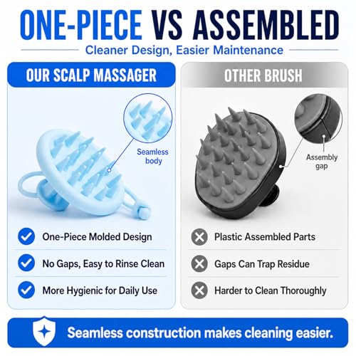 SEVENY Soft Silicone Shampoo Brush, Blue, Pack of 2 - color: Blue