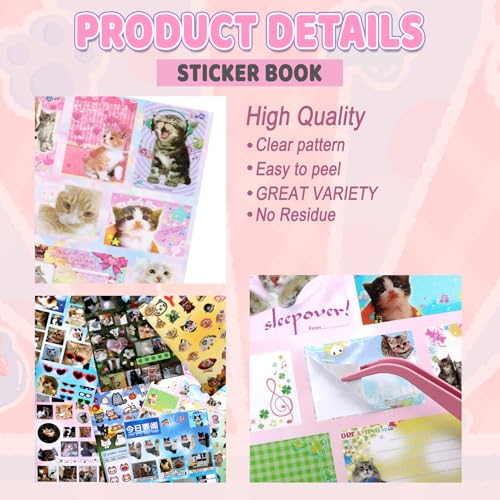 800+ Cat Sticker Book, 30 Sheets Meme Stickers for Scrapbook Journal - color: Ak
