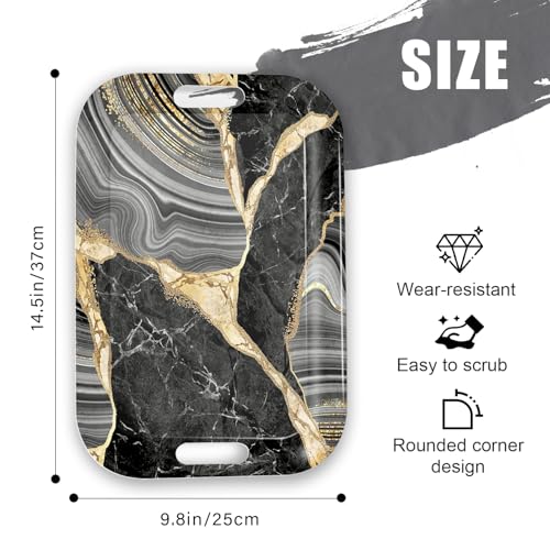 Serving Trays with Handles, 14.5 x 9.8 inch Rectangular Plastic Tray for Restaurant, Kitchen, Abstract Background Black Marble - color: Abstract Background Black Marble