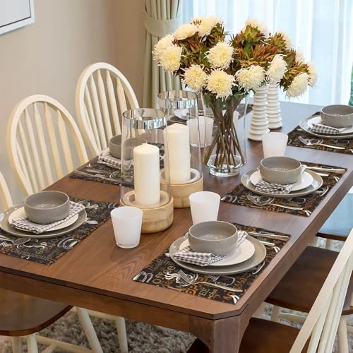 Brown Coffee Placemats Rectangle Linen Table Placemet Set of 6 - color: Brown White, size: Set of 6