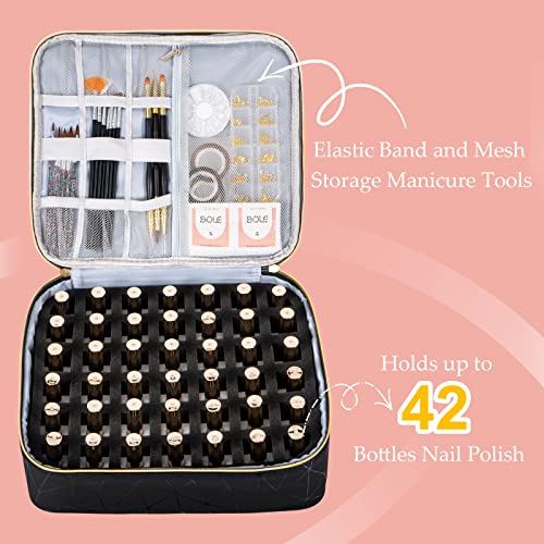 Uross Nail Polish Organizer Bag Holds 42 Bottles Nail Polish & Nail Lamp, Gel Nail Polish Organizers and Storage box for Nail Tech, Nail Kit Supplies Organizer Case - Black - color: Black, size: Large - 11 x 9.5 x 9.5 inch (42 bottles)
