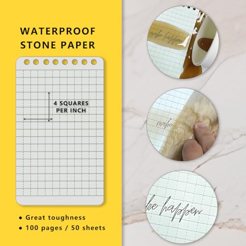 Waterproof Top Spiral Notepads 3" x 5", Universal Grid, Grey - color: Grey, size: Small