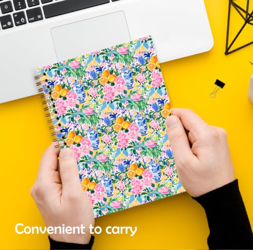 Qykwz Grandmillennial Orange Floral Spiral Notebook 5.5x8.3 - color: Color_H