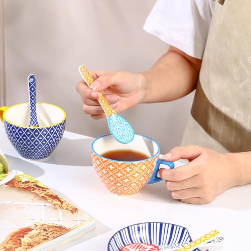 Selamica 5.2 Inch Ceramic Coffee Spoons, Set of 6, Assorted Colors - size: 5.2 Inch, style: Assorted Colors