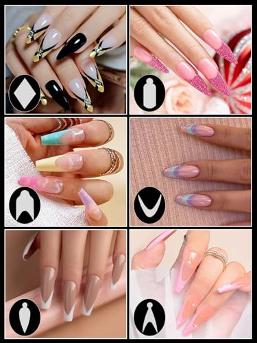 EBANKU French Nail Forms Sticker, 144 PCS Dual Nail Forms Silicone Tip Stickers, Reusable Pads for Poly Gel Nail Mold, Manicure