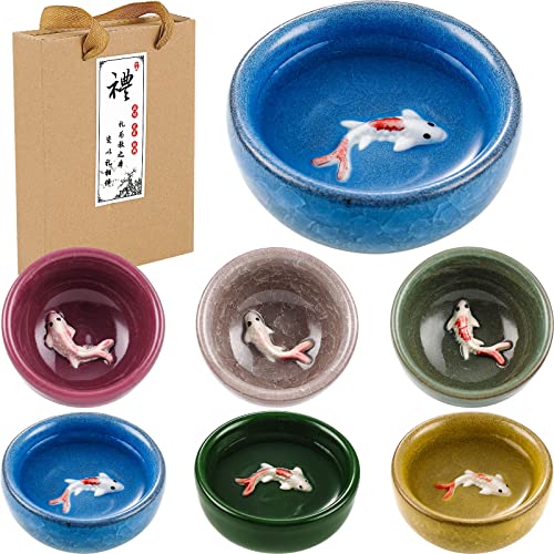 Skyley 6 Pcs Korean Soju Shot Glasses Set,Colorful, Koi Fish Pattern - color: Colorful