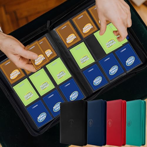 Premium Zip Card Binder, Fabmaker 9 Pocket Trading Card Binder PU Cover - color: Black, size: 9 Pocket - 13.9" x 10.5"