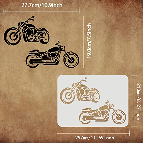 FINGERINSPIRE Motorcycles Stencil Template 11.7x8.3 inch 2 Autobikes Mylar DIY Art Craft Reusable Washable Vehicles Wall Drawing Stencils Painting Chalk Signs for Painting Window Wall Decoration - color: Motorcycles
