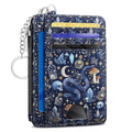 Kelvoris Credit Card Holder Small Wallet Women, Slim RFID, Goth Mushroom - color: Blue Goth Skull