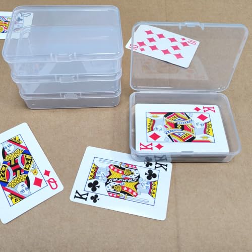 4 Pcs Playing Card Cases, Clear Plastic Card Deck Box, Plastic Trading Card Storage Box for Game Card,Bank Cards,Base Ball Trading Cards, Business Cards
