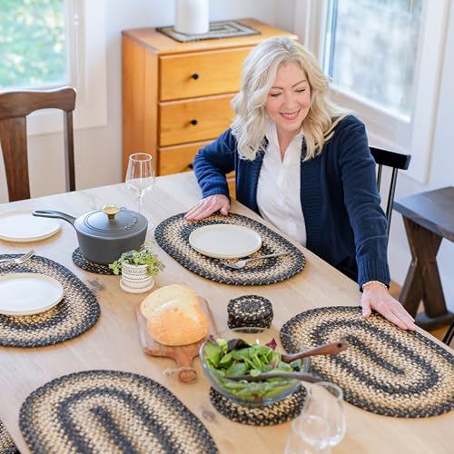Homespice Kilimanjaro Jute Braided Placemats, Oval 13x19 Set of 4 - color: Kilimanjaro
